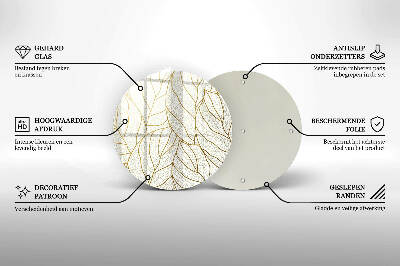 Dessous de bougie ronde Motif de feuilles en dessin au trait