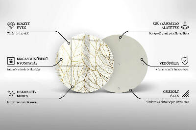 Dessous de bougie ronde Motif de feuilles en dessin au trait