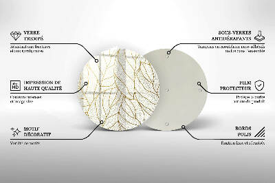 Dessous de bougie ronde Motif de feuilles en dessin au trait