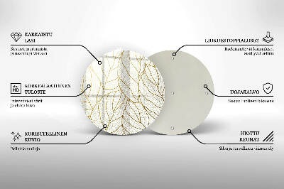 Dessous de bougie ronde Motif de feuilles en dessin au trait