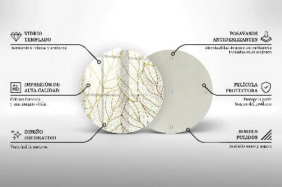 Dessous de bougie ronde Motif de feuilles en dessin au trait