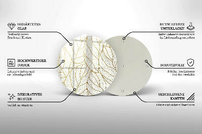 Dessous de bougie ronde Motif de feuilles en dessin au trait
