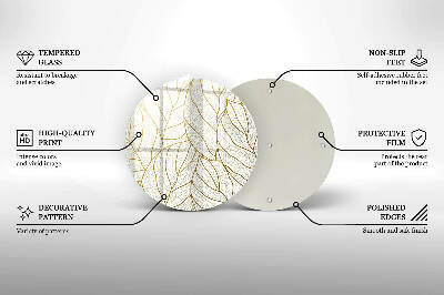 Dessous de bougie ronde Motif de feuilles en dessin au trait