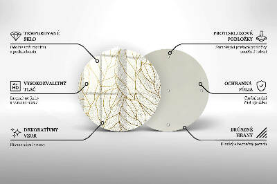 Dessous de bougie ronde Motif de feuilles en dessin au trait