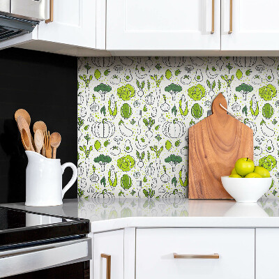 Panneau mural salle de bain Légumes verts de dessin animé