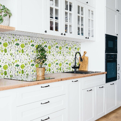 Panneau mural salle de bain Légumes verts de dessin animé