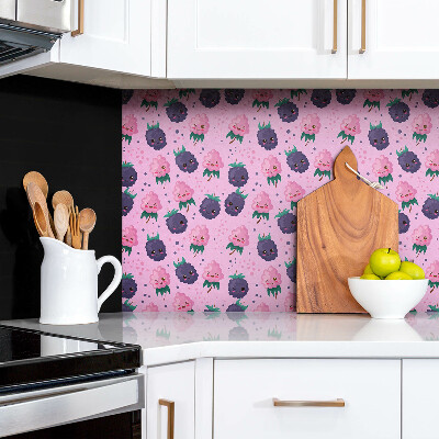 Panneau mural salle de bain Fruits de dessin animé rose