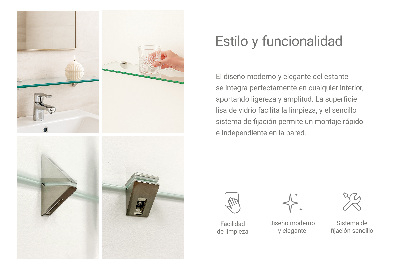 Tablette de salle de bain en verre transparent
