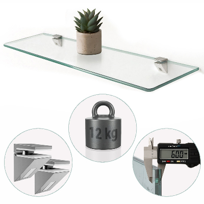 Tablette de salle de bain en verre transparent