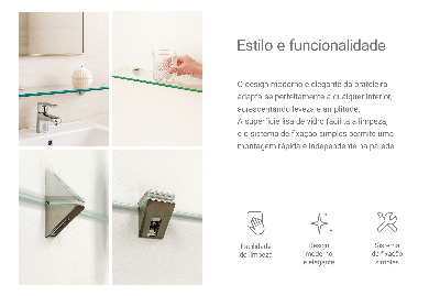 Tablette de salle de bain en verre transparent