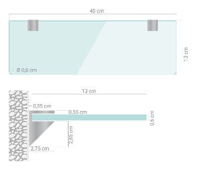 Tablette de salle de bain en verre transparent