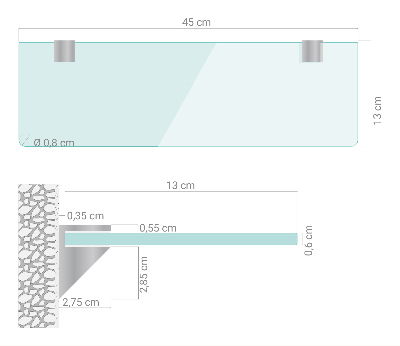 Tablette de salle de bain en verre transparent