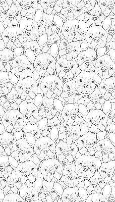 Store intérieur fenêtre avec motifs de chiens dessinés
