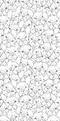 Store intérieur fenêtre avec motifs de chiens dessinés