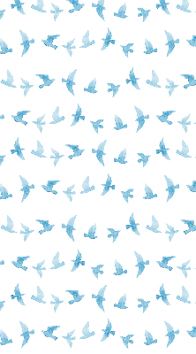 Store intérieur oiseaux bleus