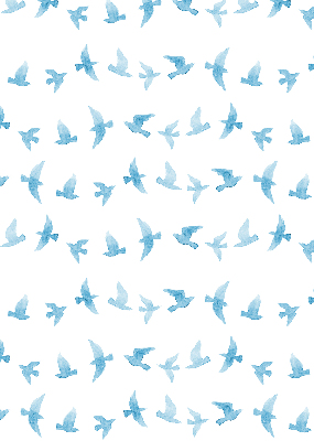 Store intérieur oiseaux bleus