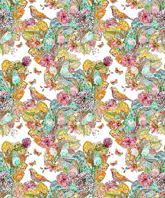 Store intérieur avec motifs colorés inspirés de la nature