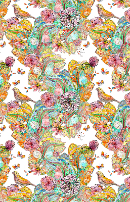 Store intérieur avec motifs colorés inspirés de la nature