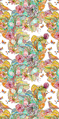 Store intérieur avec motifs colorés inspirés de la nature