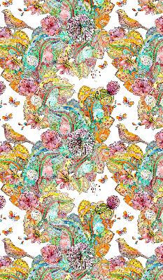 Store intérieur avec motifs colorés inspirés de la nature