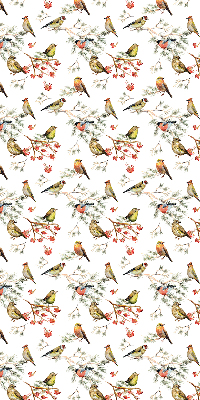 Store intérieur avec des oiseaux posés sur les branches