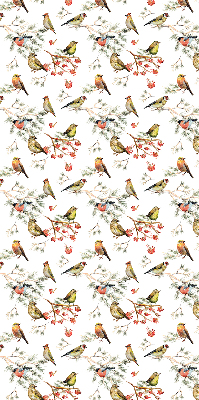 Store intérieur avec des oiseaux posés sur les branches