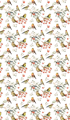 Store intérieur avec des oiseaux posés sur les branches