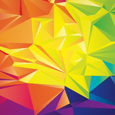 Store intérieur avec motifs d'origami colorés