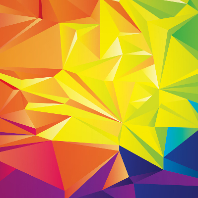 Store intérieur avec motifs d'origami colorés