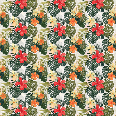 Store intérieur fenêtre pour fleurs et feuilles tropicales