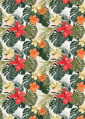 Store intérieur fenêtre pour fleurs et feuilles tropicales