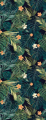 Store enrouleur avec feuilles et fleurs tropicales