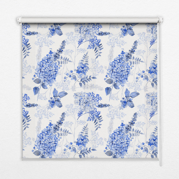 Store intérieur fleurs bleues