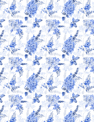 Store intérieur fleurs bleues