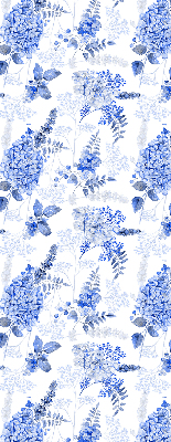 Store intérieur fleurs bleues