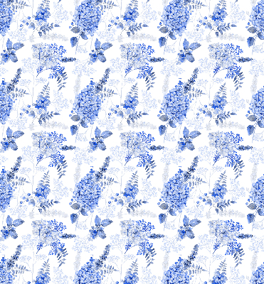 Store intérieur fleurs bleues