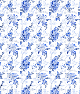 Store intérieur fleurs bleues