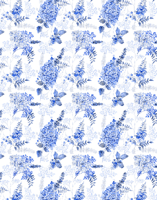 Store intérieur fleurs bleues