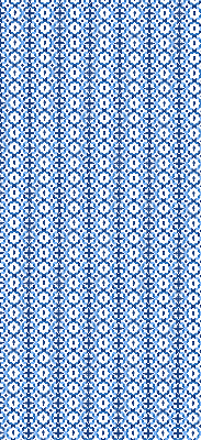 Store intérieur avec formes bleues