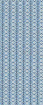 Store intérieur avec formes bleues
