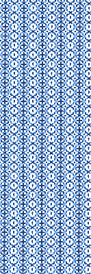Store intérieur avec formes bleues
