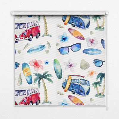 Voitures et palmiers à Hawaï dans le style Store intérieur fenêtre