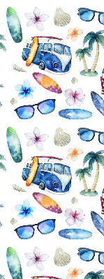 Voitures et palmiers à Hawaï dans le style Store intérieur fenêtre