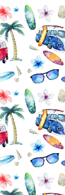 Voitures et palmiers à Hawaï dans le style Store intérieur fenêtre