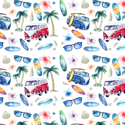 Voitures et palmiers à Hawaï dans le style Store intérieur fenêtre