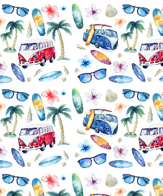 Voitures et palmiers à Hawaï dans le style Store intérieur fenêtre