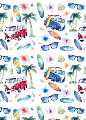 Voitures et palmiers à Hawaï dans le style Store intérieur fenêtre