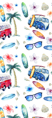 Voitures et palmiers à Hawaï dans le style Store intérieur fenêtre