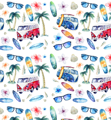 Voitures et palmiers à Hawaï dans le style Store intérieur fenêtre