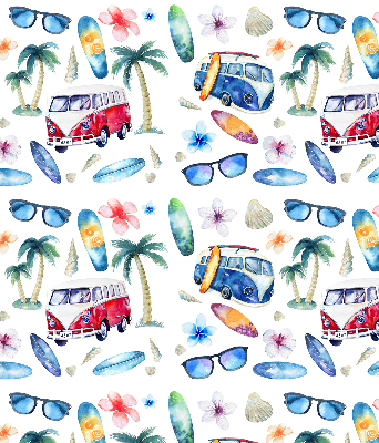 Voitures et palmiers à Hawaï dans le style Store intérieur fenêtre